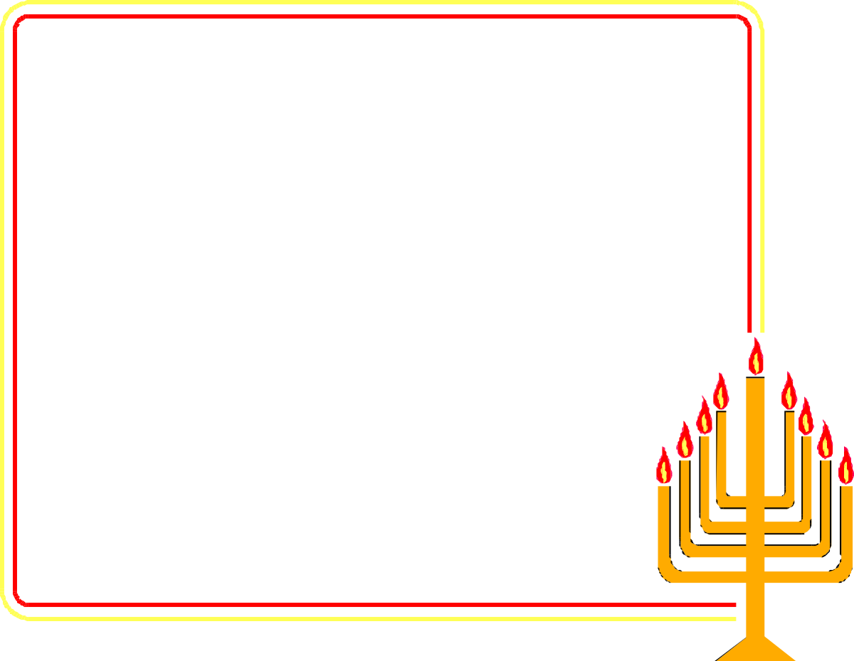 a han han with candles and a red frame clip art png transparent Borders Holiday Clipart: Festive Hanukkah Design with Candles and Red Frame