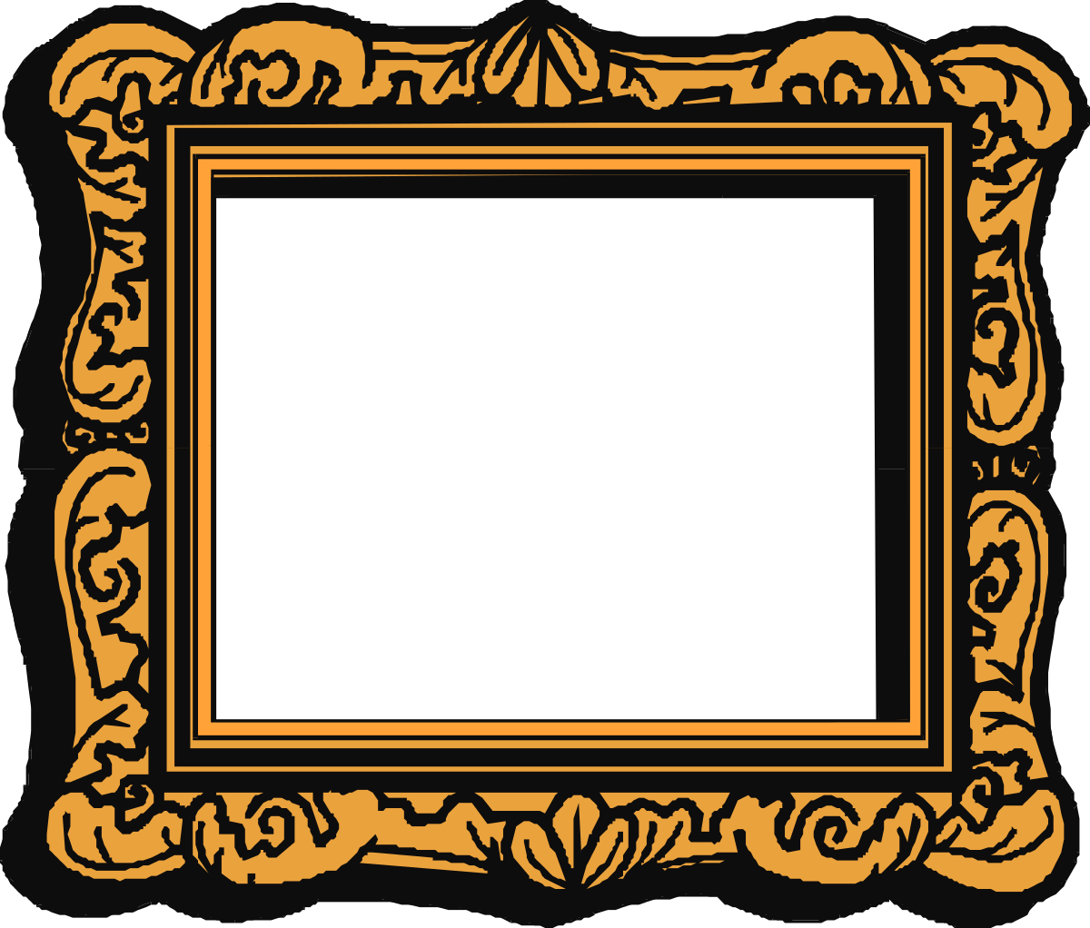 Black and Orange Frame with Gold Border Clipart - Elegant Design