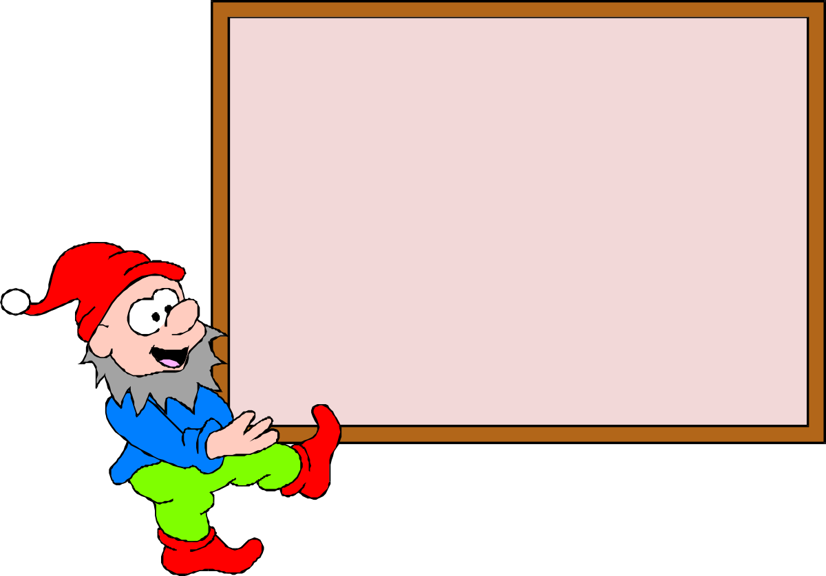 Cartoon Santa Claus Next to Blank Board - Festive Holiday Clipart