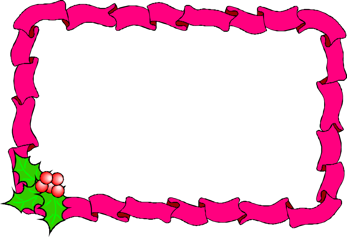 a pink frame with holly and holly leaves clip art png transparent Holly Holiday Borders Clipart - Pink Frame with Festive Touch