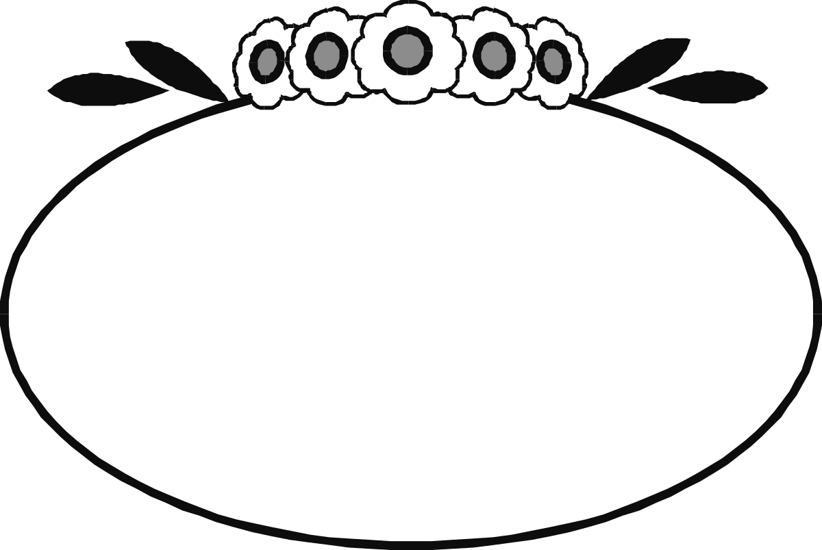 a black and white circle with a flower clip art png transparent Black and White Circle Flower Clipart | Elegant Borders & Plants Design
