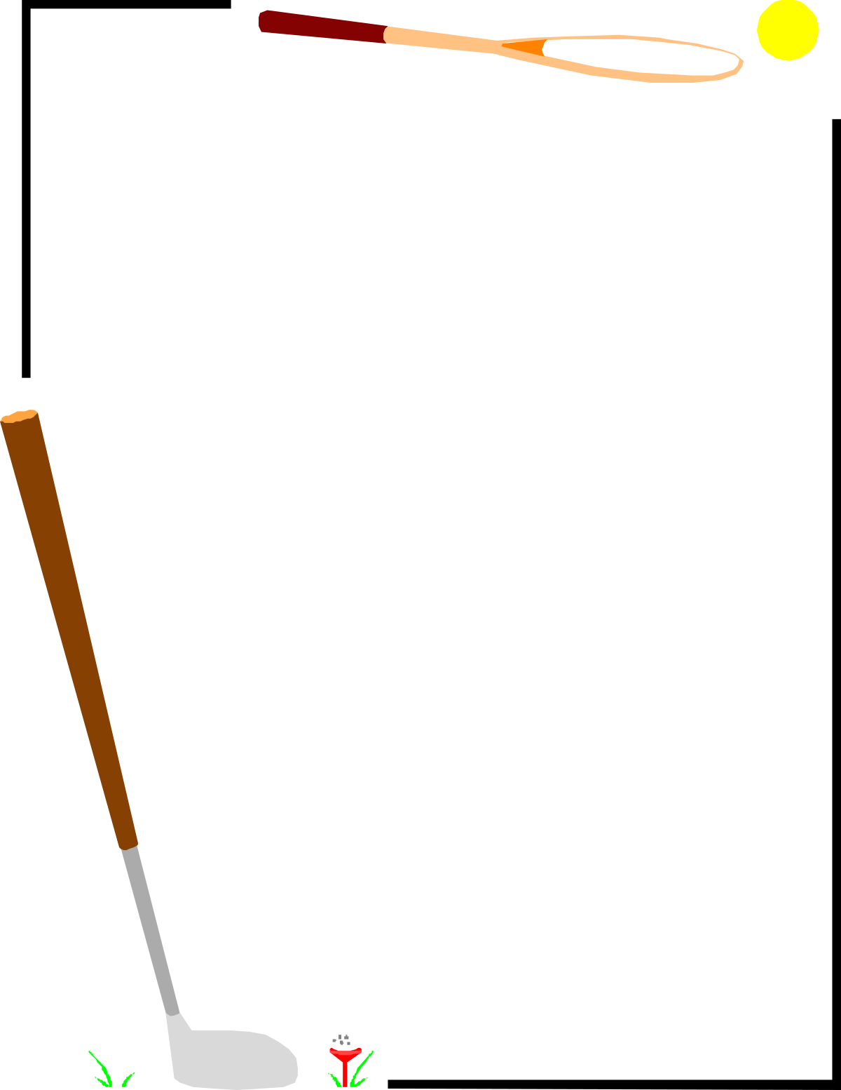 Golf Ball and Club Clipart - Perfect Borders for Leisure Activities