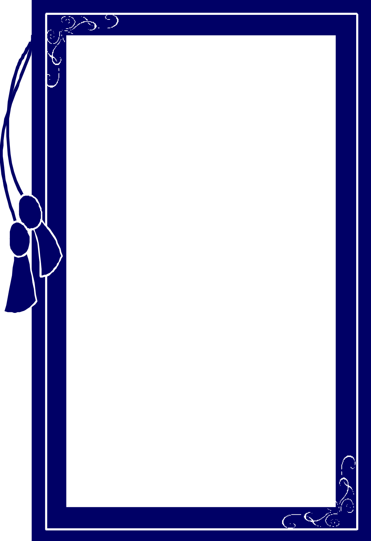 Elegant Blue Frame with White Background and Decorative Bow Clipart