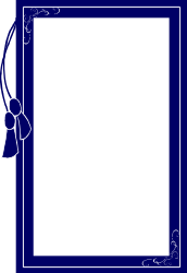 Elegant Blue Frame with White Background and Decorative Bow Clipart