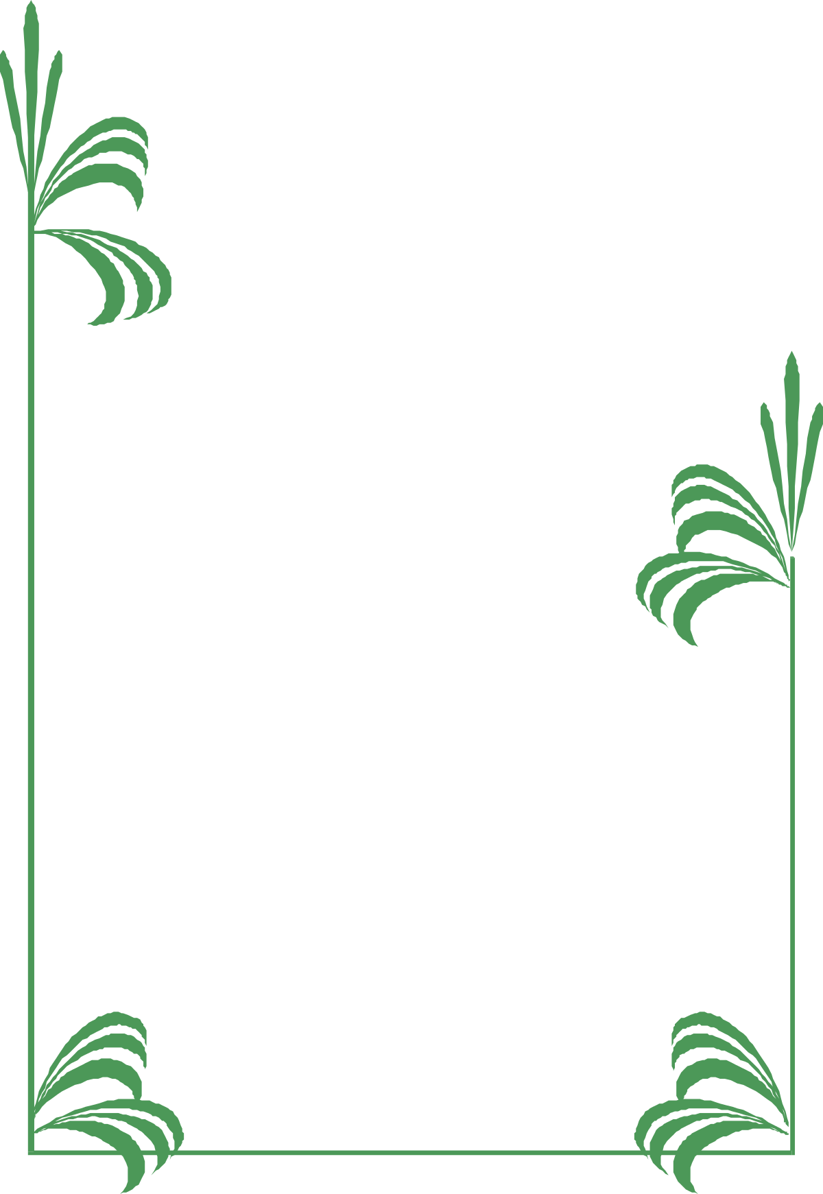Green Leaves Square Frame Clipart - Elegant Borders for Design Projects