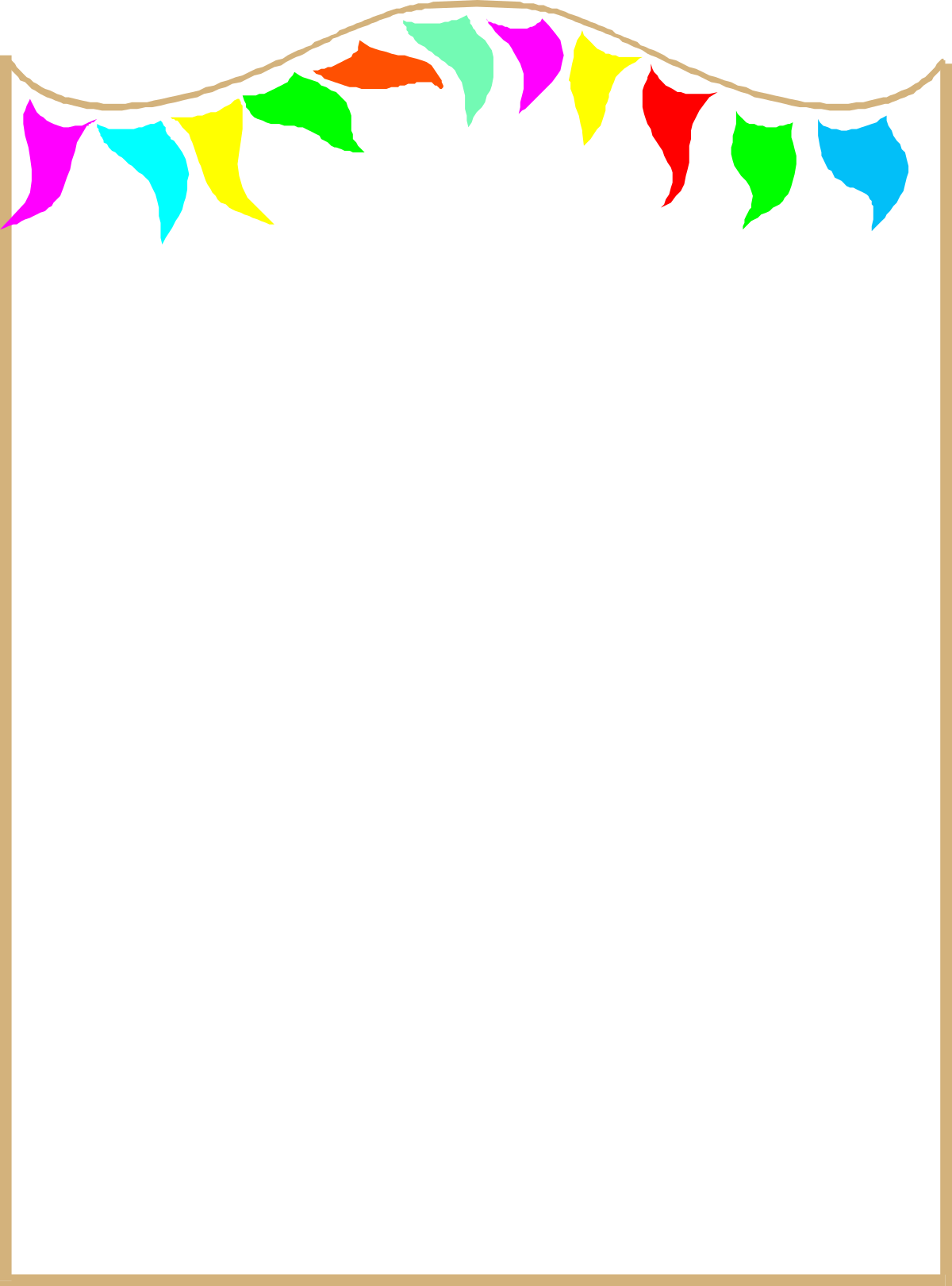 Colorful Lights Border Clipart with Gold Frame on Black Background