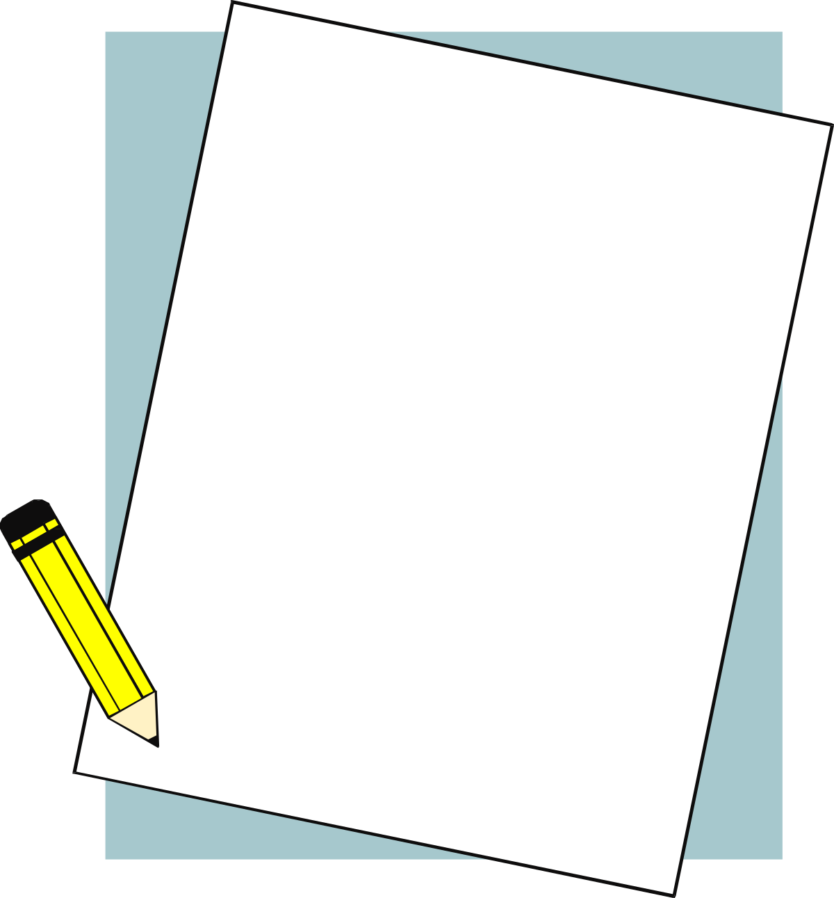 a sheet of paper with a pencil clip art png transparent Business Borders Clipart - Pencil and Paper Design for Creative Projects