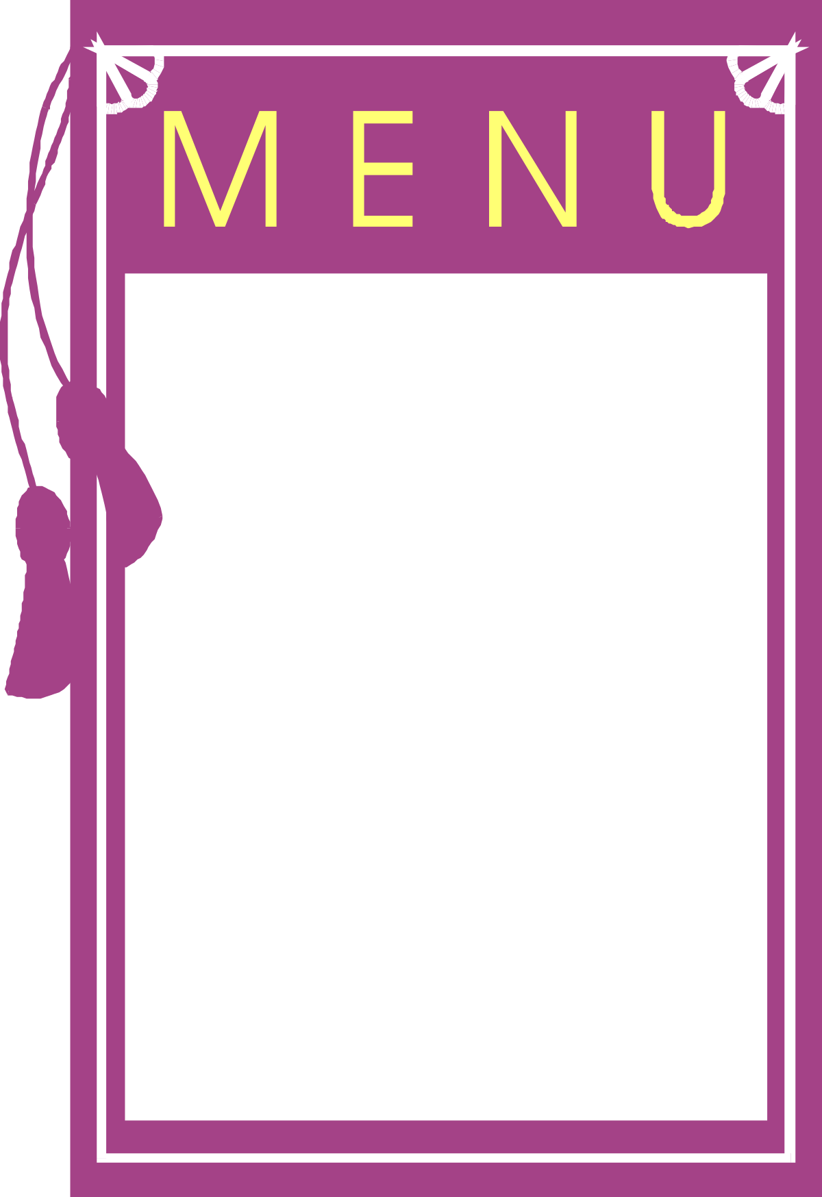 Elegant Purple and White Menu Clipart with Bow for Business Use