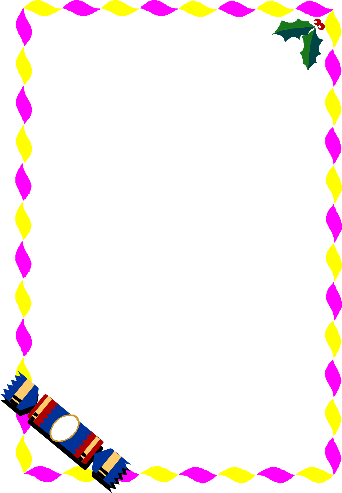 Colorful Christmas Frame with Tree and Santa Claus Clipart