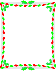 Christmas Frame Clipart: Holly and Festive Red & Green Leaves