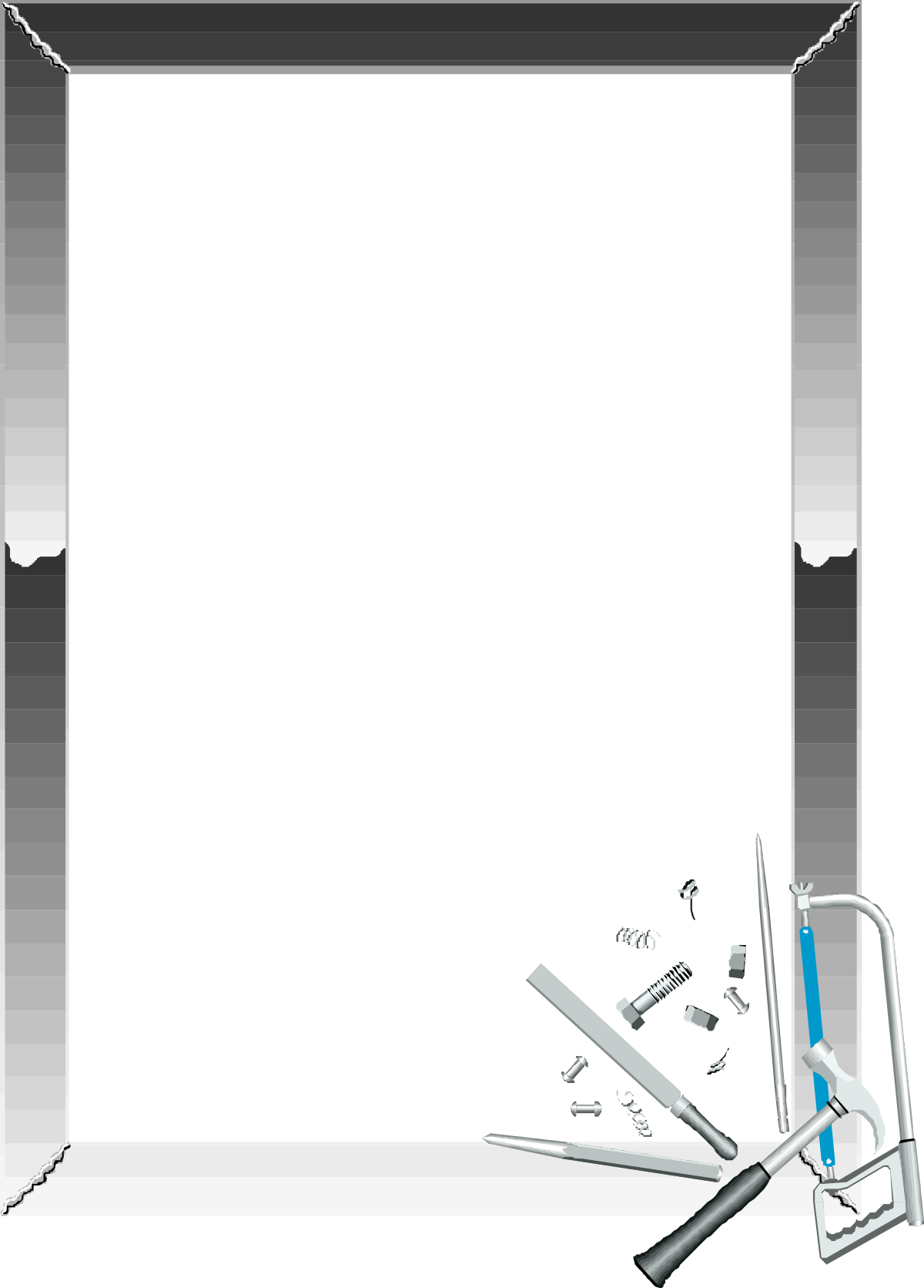 a black and white photo frame with tools clip art png transparent Black and White Photo Frame Clipart with Tools for Business Borders