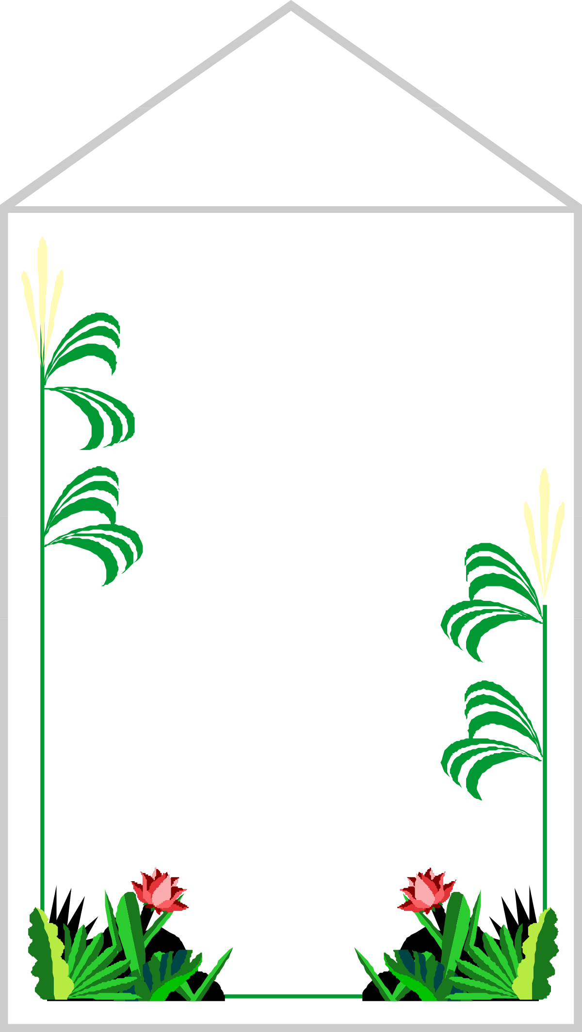 a house with a green border and flowers clip art png transparent Green Border House Clipart with Vibrant Flowers - Perfect for Nature Themes