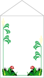 Green Border House Clipart with Vibrant Flowers - Perfect for Nature Themes