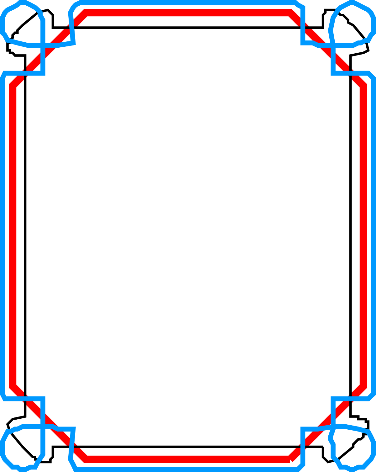 Blue and Red Frame with White Border Clipart for Creative Designs