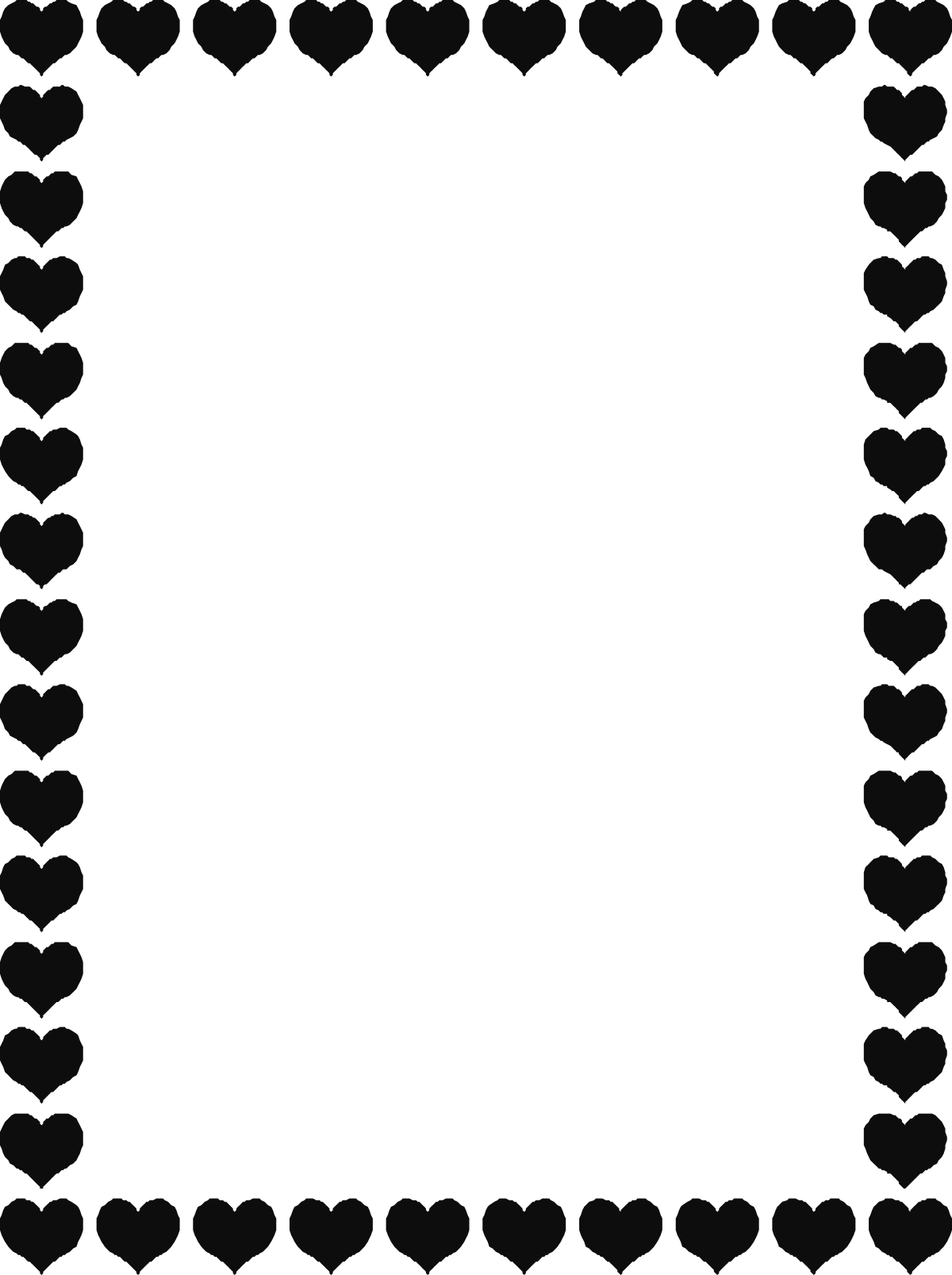 a black and white frame with hearts clip art png transparent Black and White Heart Borders Clipart for Holidays