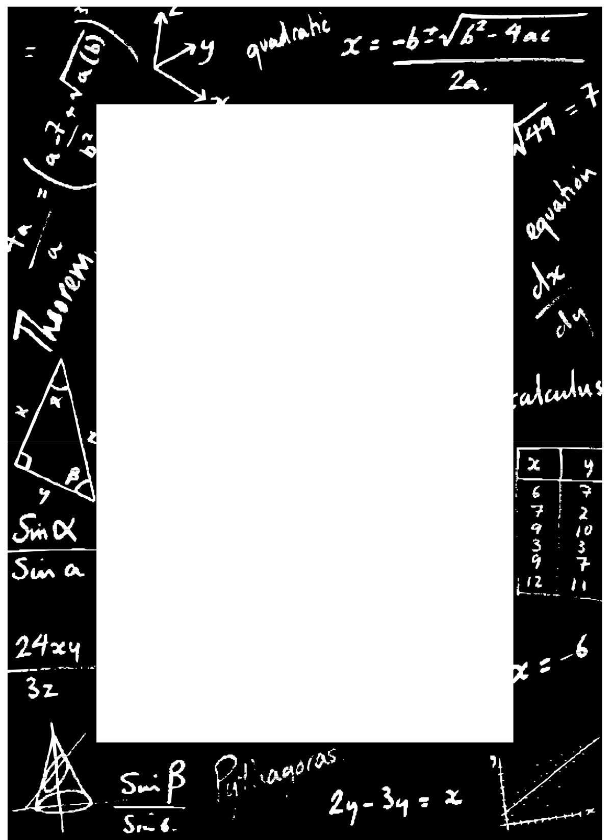 Blackboard Frames and Borders with Educational Formulas Clipart