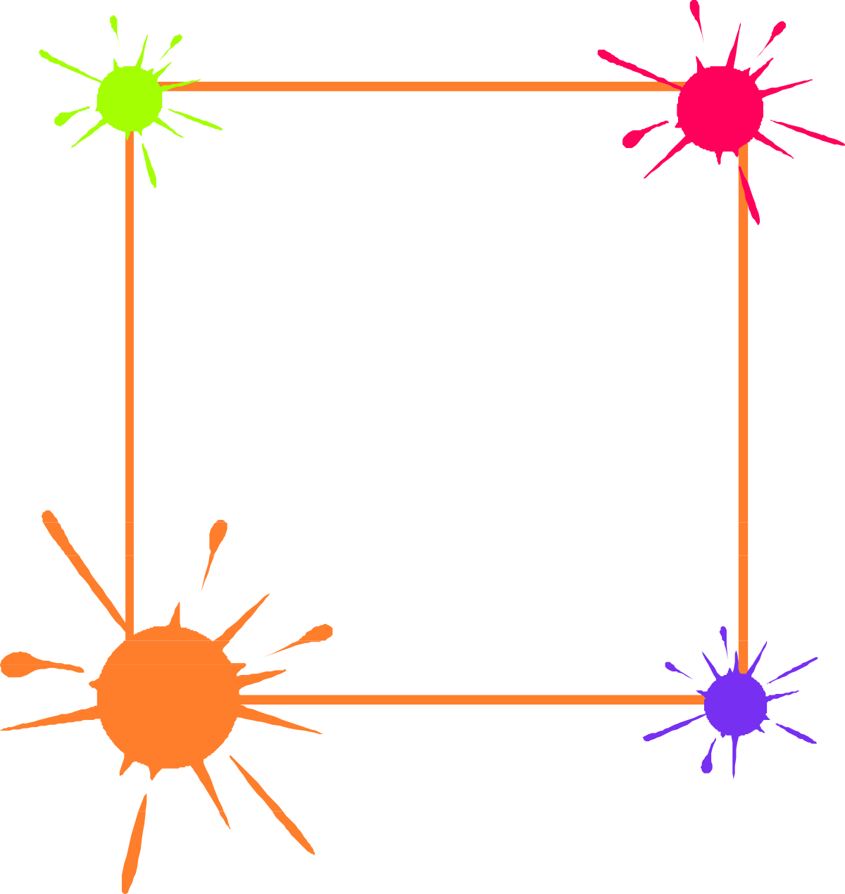 a square frame with four different colored bugs clip art png transparent Colorful Bugs Square Frame Clipart - Vibrant Insect Design