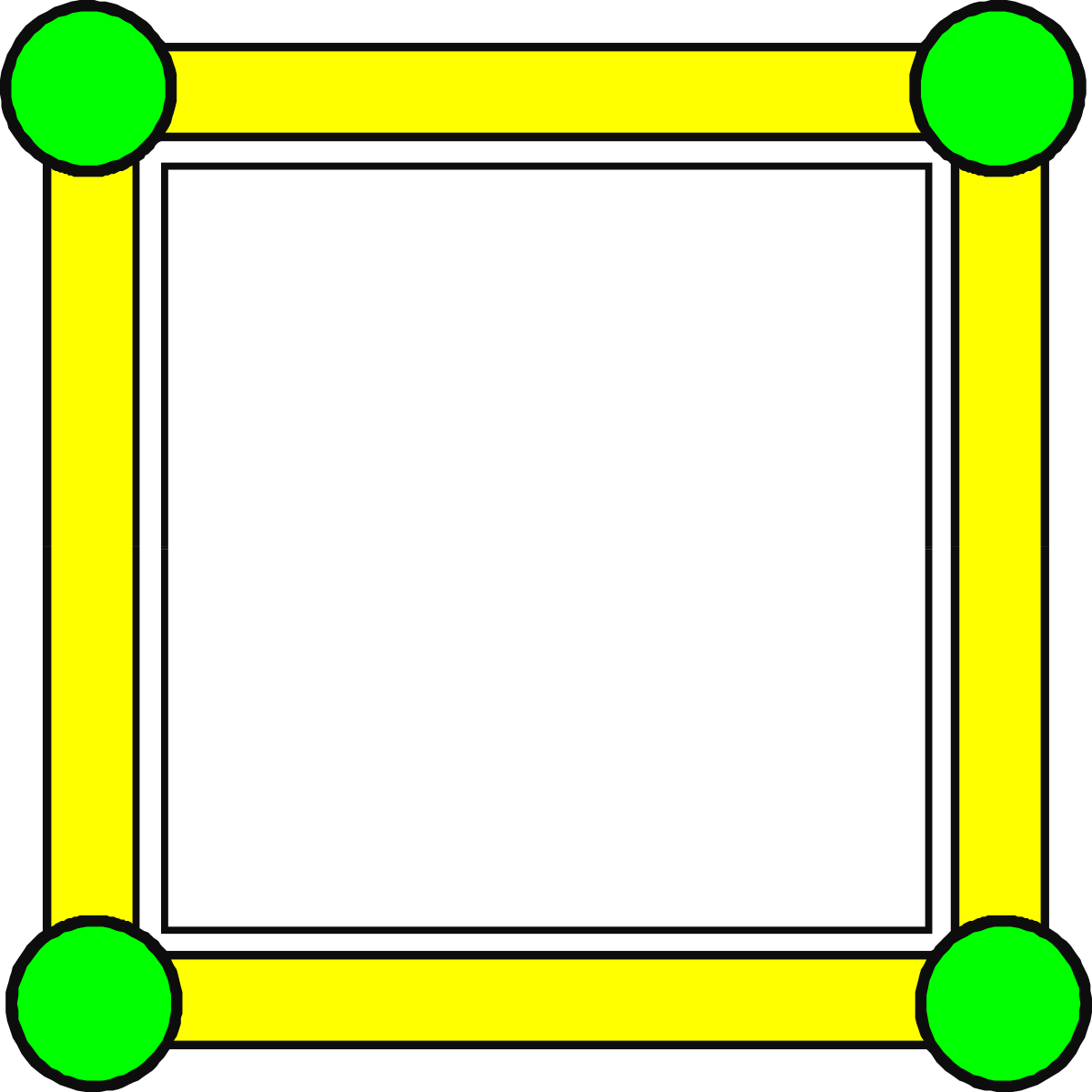 Square Frame Clipart with Green and Yellow Trims - Perfect for Borders and Decorations