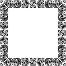 Black and White Square Frame with Pattern - Elegant Clipart Design
