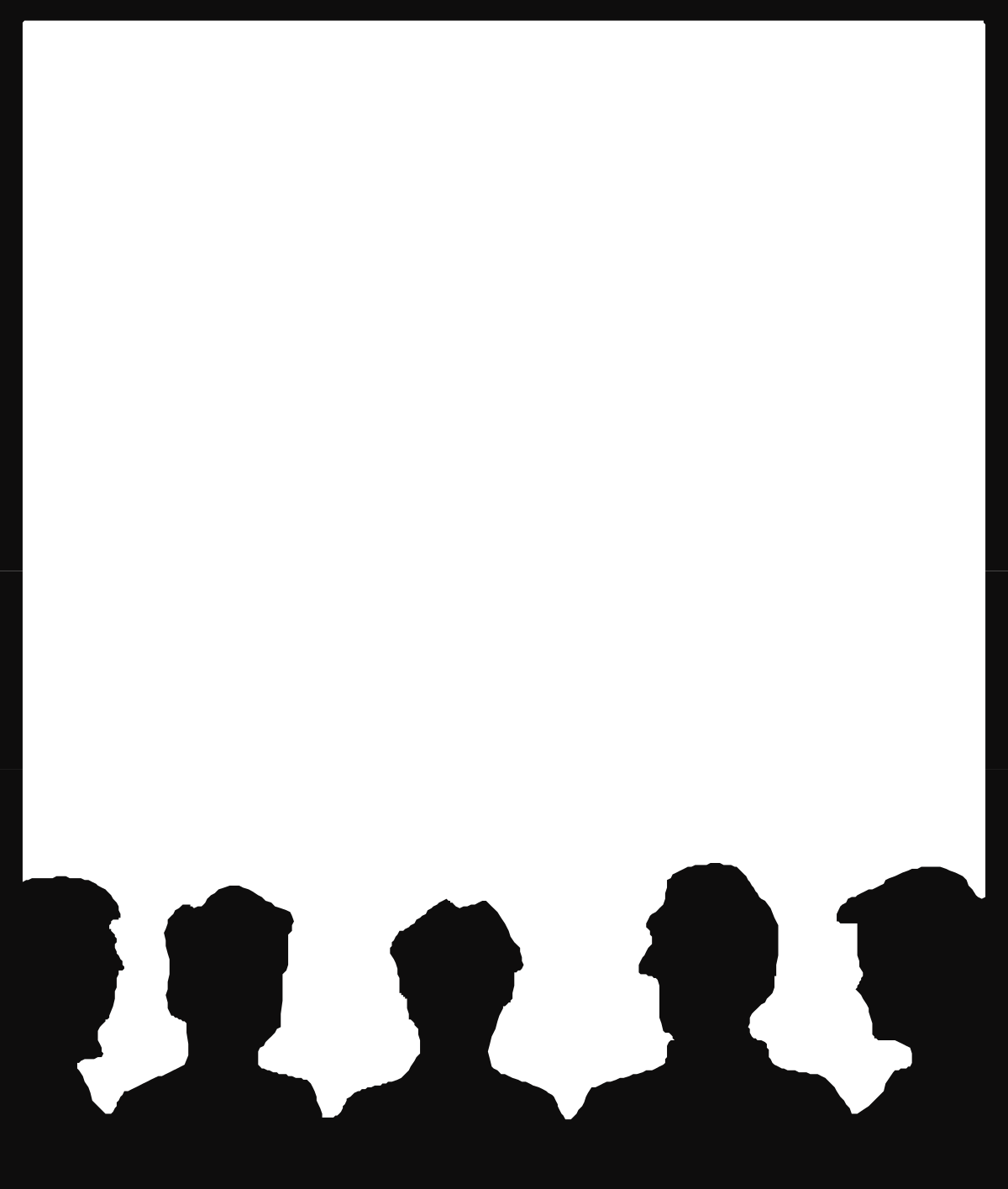 Black and White Silhouette of a Group of People Clipart - Perfect for Borders