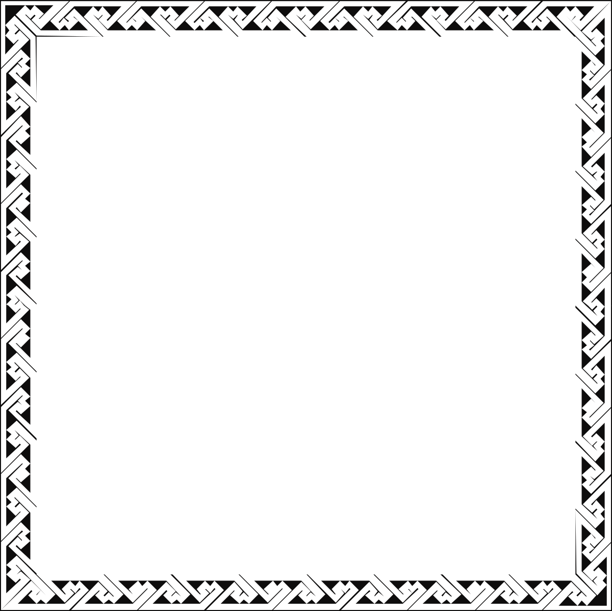 Elegant Black and White Square Frame Clipart with Pattern