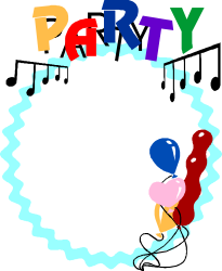 Party Invitation Clipart with Balloons and Music Notes for Fun Celebrations