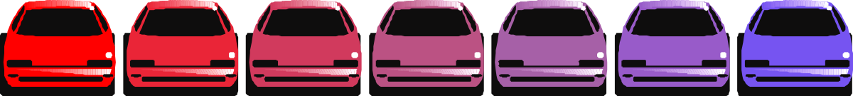 Colorful Cars Clipart - A Row of Vibrantly Styled Vehicles