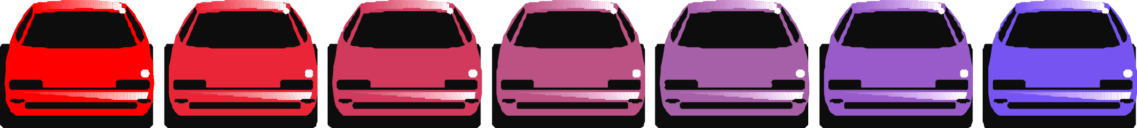Colorful Cars Clipart - A Row of Vibrantly Styled Vehicles