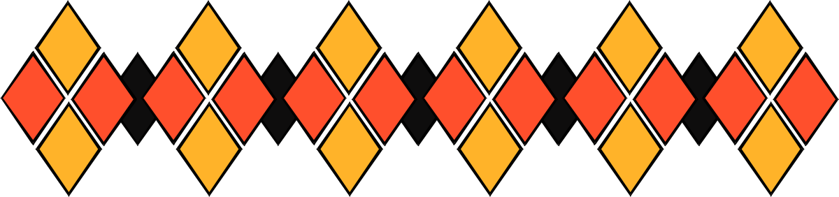 Dynamic Red and Yellow Pattern Borders on Black Background Clipart