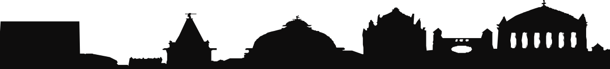 a black and white silhouette of a city clip art png transparent City Silhouette Clipart - Black and White Borders and Bars