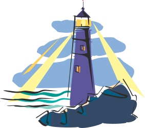 Lighthouse Clipart with Shining Light - Perfect for Coastal Themes