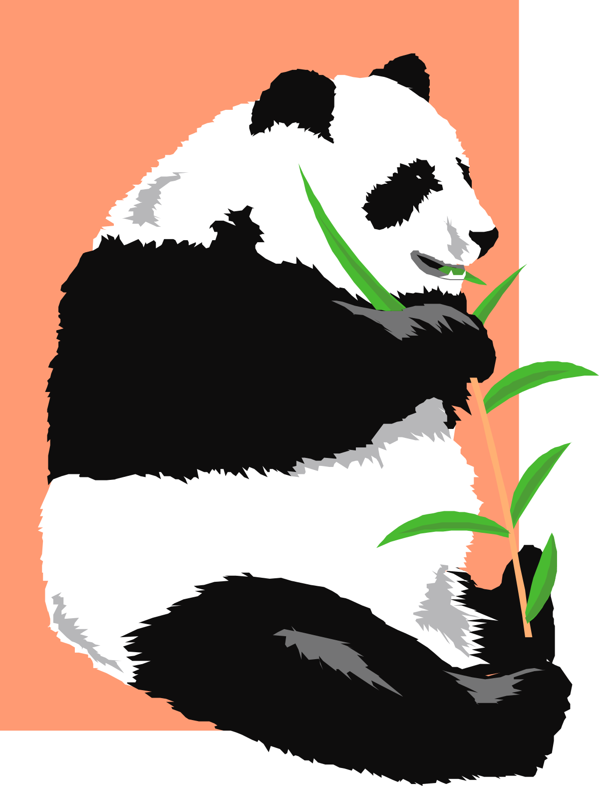 Panda Eating Bamboo Clipart - Adorable Wildlife Illustration