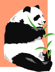 Panda Eating Bamboo Clipart - Adorable Wildlife Illustration