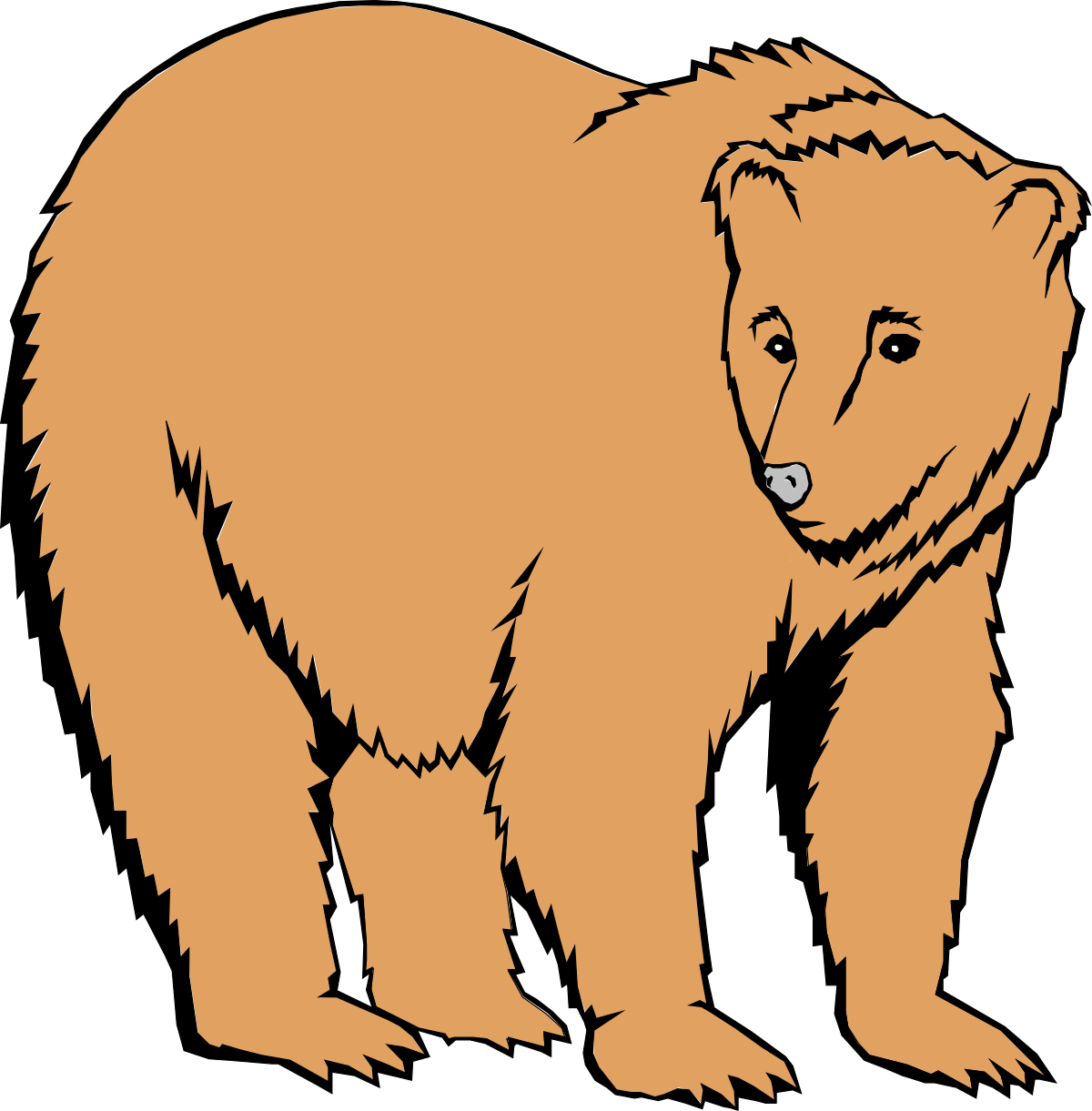 Brown Bear Standing on Black Background - Striking Clipart Design