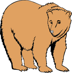 Brown Bear Standing on Black Background - Striking Clipart Design