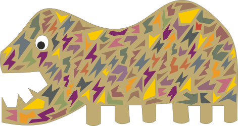 Colorful Rhino on Black Background - Vibrant Clipart Illustration