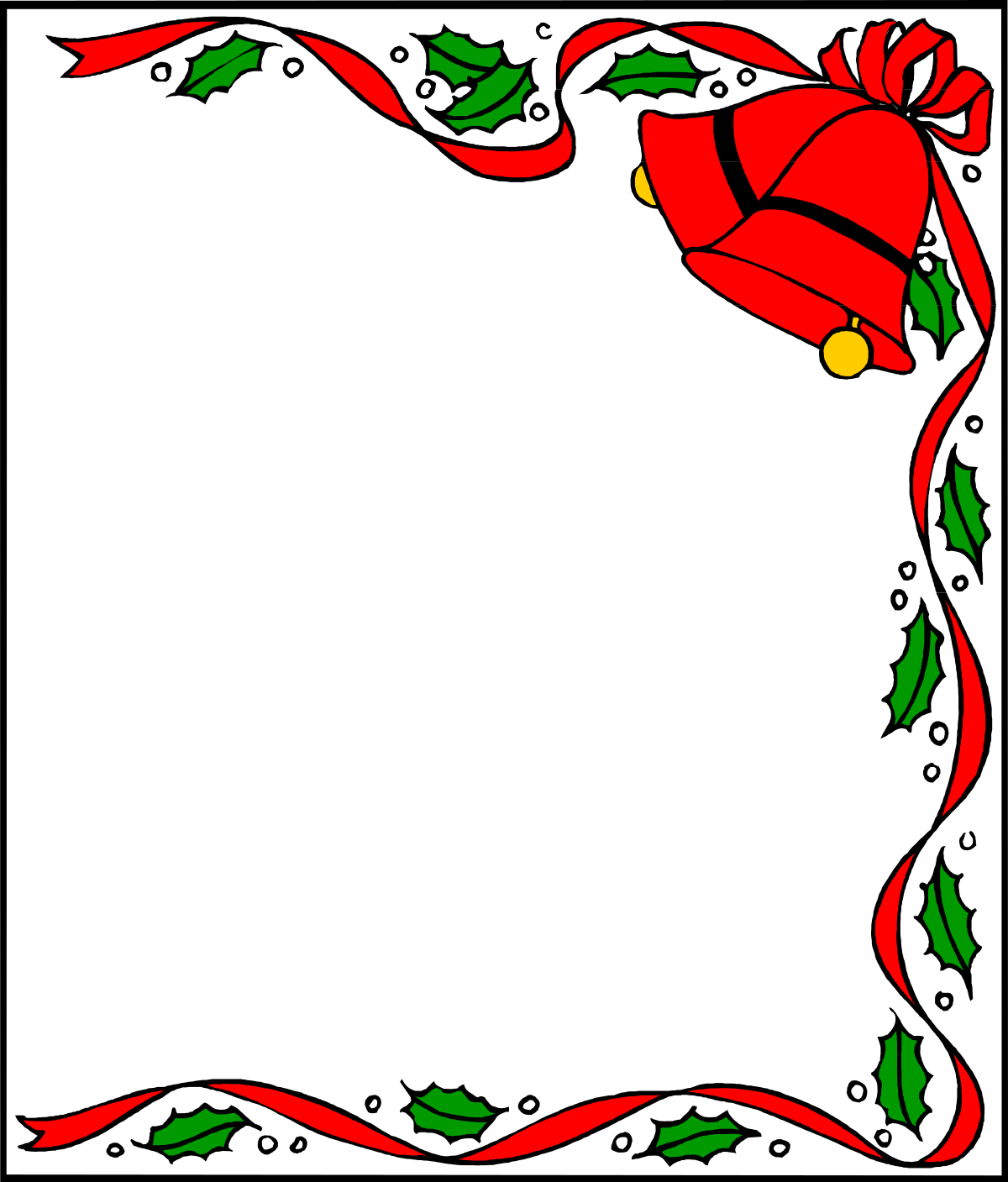 Christmas Frame with Holly and Bells - Festive Borders for Holiday Clipart