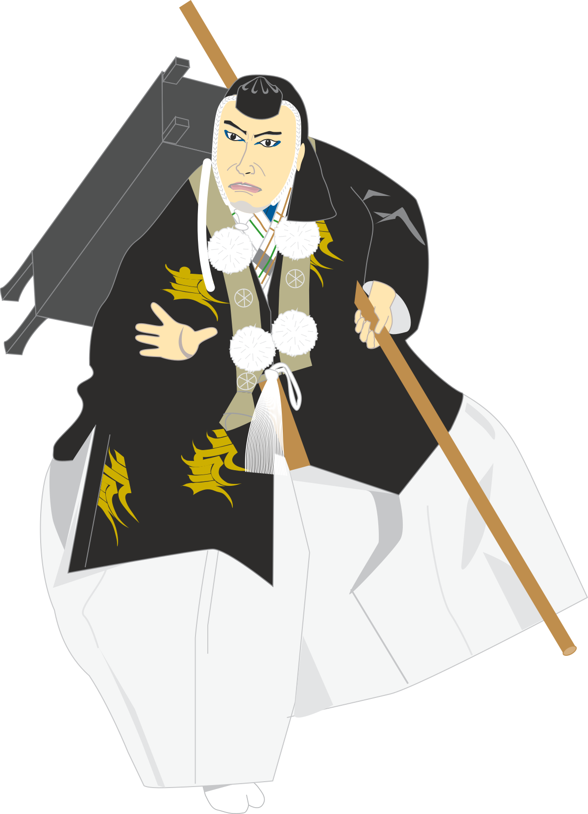 Man in Black Robe Holding Stick - Spooky Clipart for Creative Use