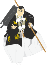Man in Black Robe Holding Stick - Spooky Clipart for Creative Use