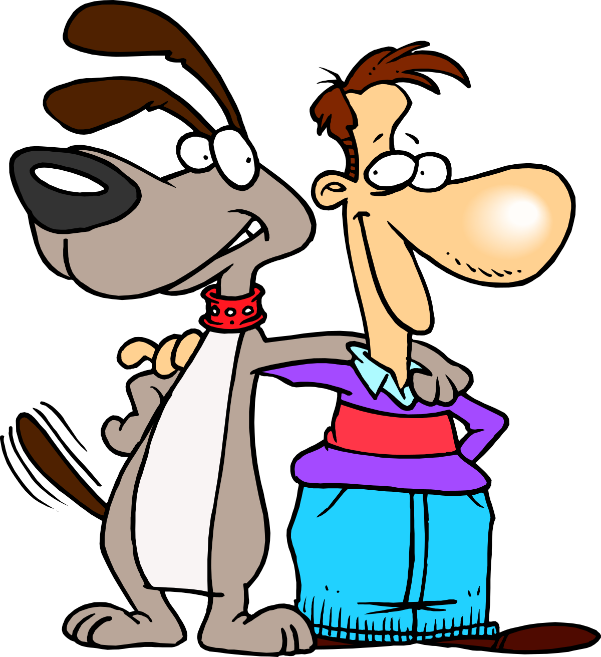 Cartoon Dog Giving Gift to Man - Fun Clipart Illustrations