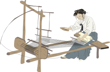 Weaving Woman Clipart: Elegant Fabric Artistry