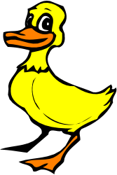 Yellow Duck Clipart on Black Background - Vibrant and Playful Design