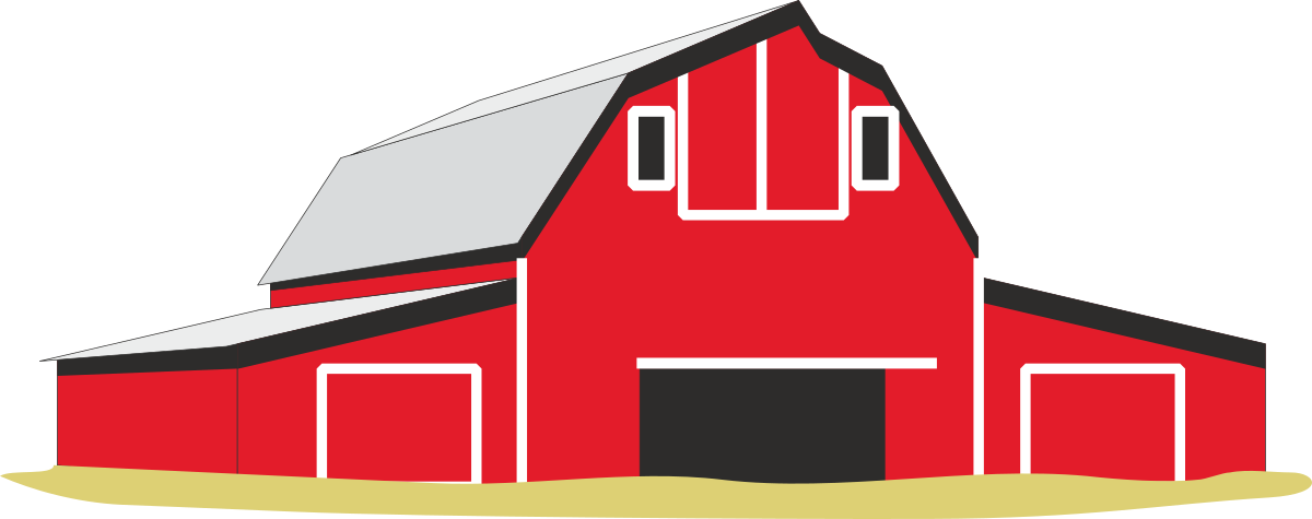 a red barn with a white roof clip art png transparent Red Barn with White Roof - Rustic Farm Clipart