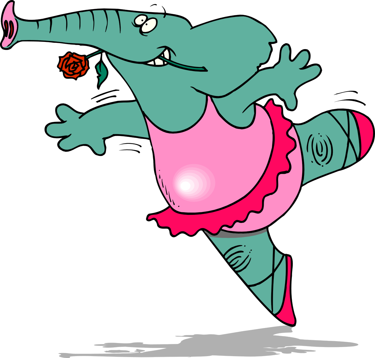 Dancing Elephant with Rose Clipart - Charming and Playful SVG Art