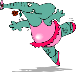 Dancing Elephant with Rose Clipart - Charming and Playful SVG Art