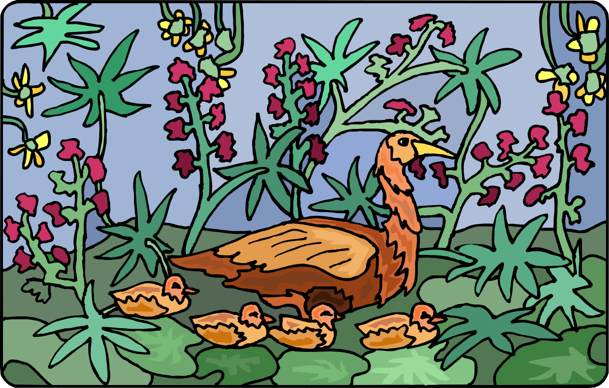 a duck in the grass clip art png transparent Duck in Grass Clipart - Charming Nature Illustration