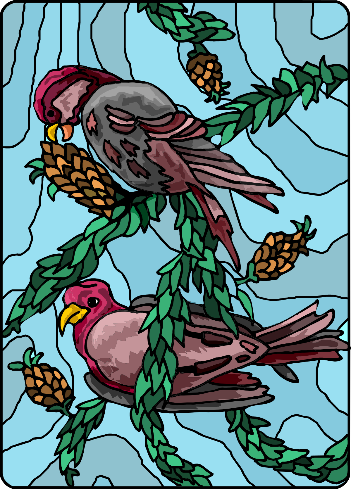 Two Birds on a Tree Branch - Charming Clipart Design