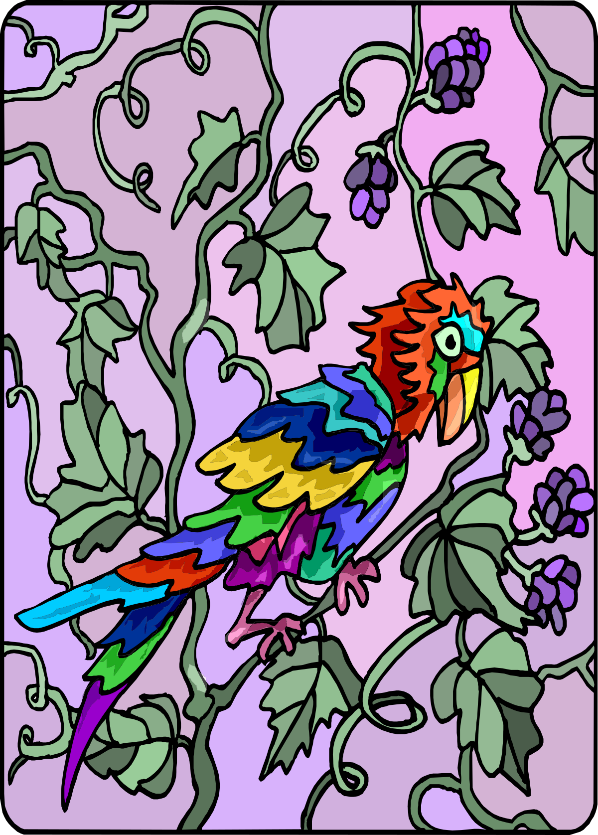 Colorful Bird Sitting on Tree Branch - Vibrant Clipart