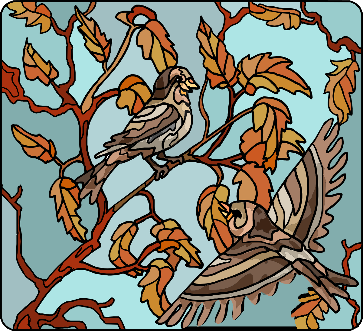 Bird on Tree Branch Clipart - Elegant Nature Illustration