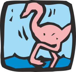 Pink Flamingo Standing on Rock - Stunning Clipart